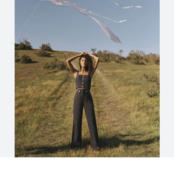 Veronica Beard Tiffany Linen Button-Front Crop Top NWT XL $298 - Picture 5 of 5